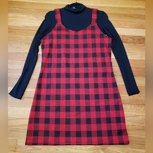 SO Large Red and Black Buffalo Plaid Tank Dress